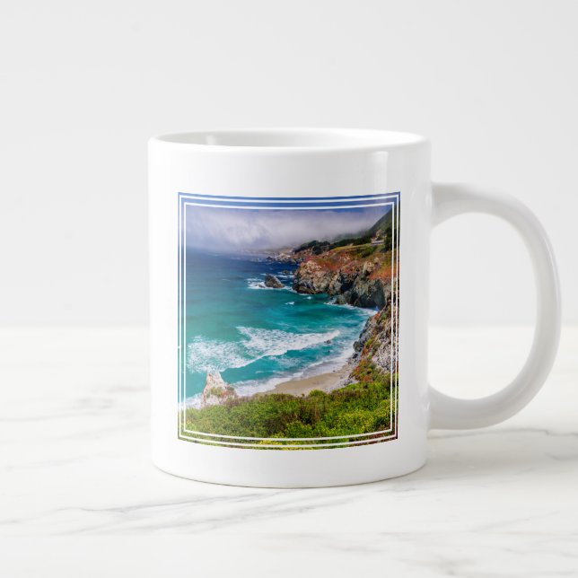 Coastline Of Big Sur, California Giant Coffee Mug (Right)