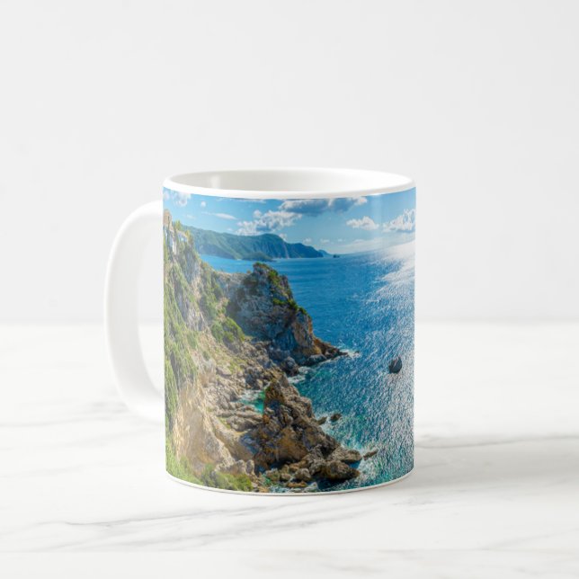 Coastline | Palaiokastritsa, Corfu, Greece Coffee Mug (Front Left)