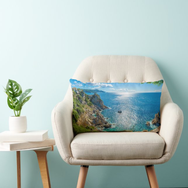 Coastline | Palaiokastritsa, Corfu, Greece Lumbar Pillow (Chair)