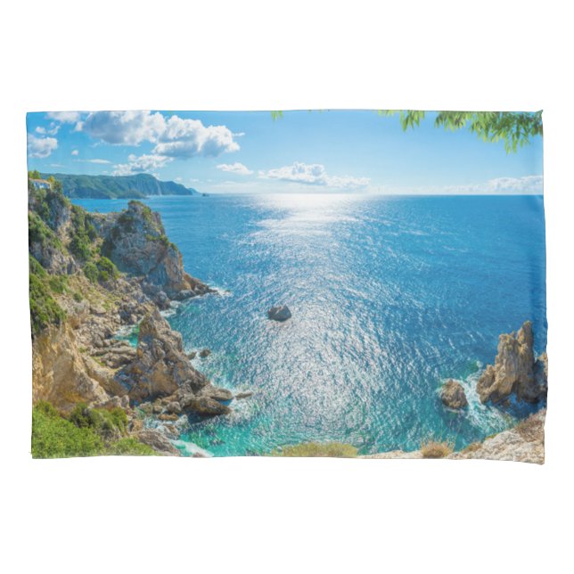 Coastline | Palaiokastritsa, Corfu, Greece Pillow Case (Front)