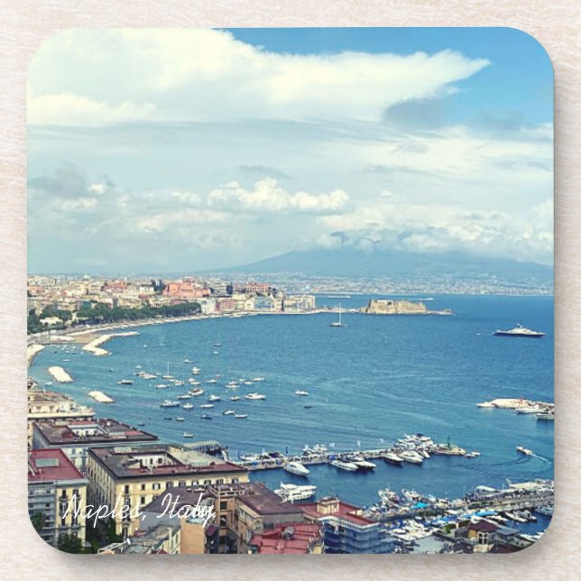 Coastline Photo Naples Italy Beverage Coaster (Front)