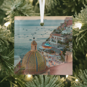 Coastline Positano, Amalfi Coast, Italy Glass Ornament