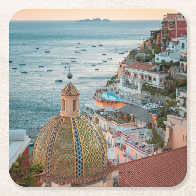 Coastline | Positano, Amalfi Coast, Italy Square Paper Coaster (Front)