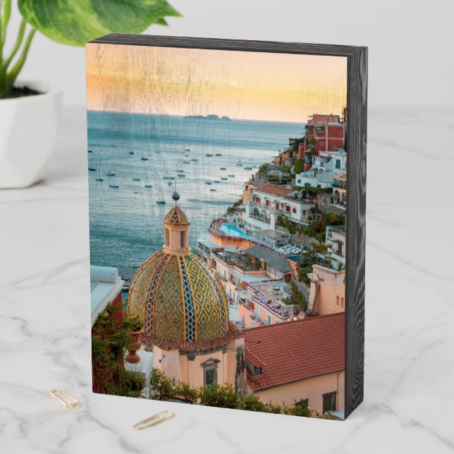 Coastline | Positano, Amalfi Coast, Italy Wooden Box Sign (In Situ Vertical)