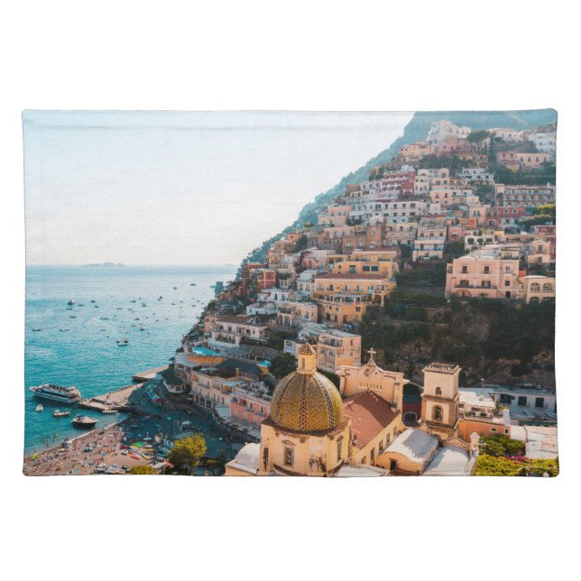 Coastline | Positano Italy, Cliffside Village Cloth Placemat (Front)