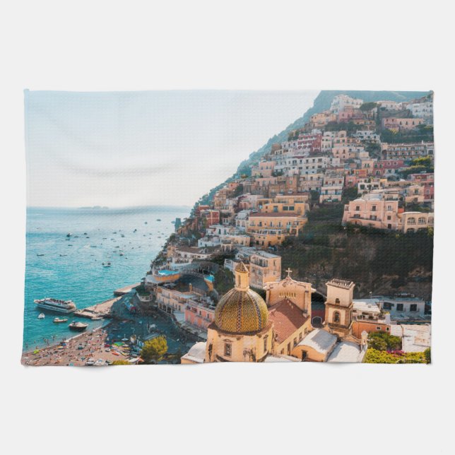 Coastline | Positano Italy, Cliffside Village Kitchen Towel (Horizontal)