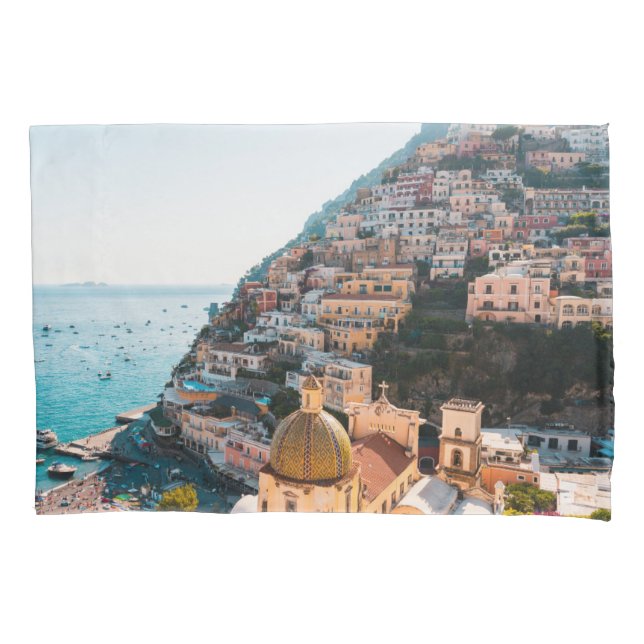 Coastline | Positano Italy, Cliffside Village Pillow Case (Front)
