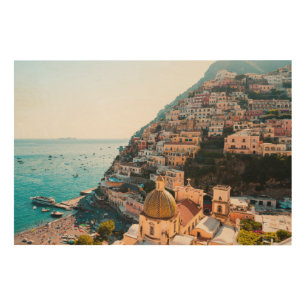Coastline Positano Italy, Cliffside Village Wood Wall Art