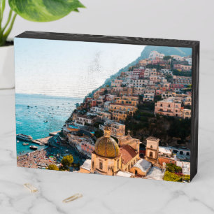 Coastline   Positano Italy, Cliffside Village Wooden Box Sign