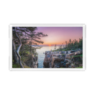 Coastline Ravens Nest Acadia National Park Maine Acrylic Tray