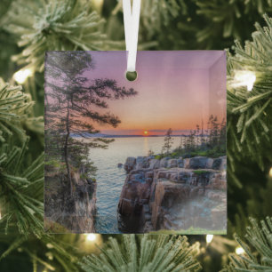 Coastline   Ravens Nest Acadia National Park Maine Glass Ornament