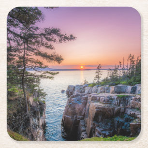 Coastline Ravens Nest Acadia National Park Maine Square Paper Coaster