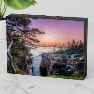 Coastline Ravens Nest Acadia National Park Maine Wooden Box Sign