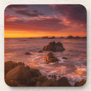 Coastline   Sunset Pacific Grove Carmel California Beverage Coaster