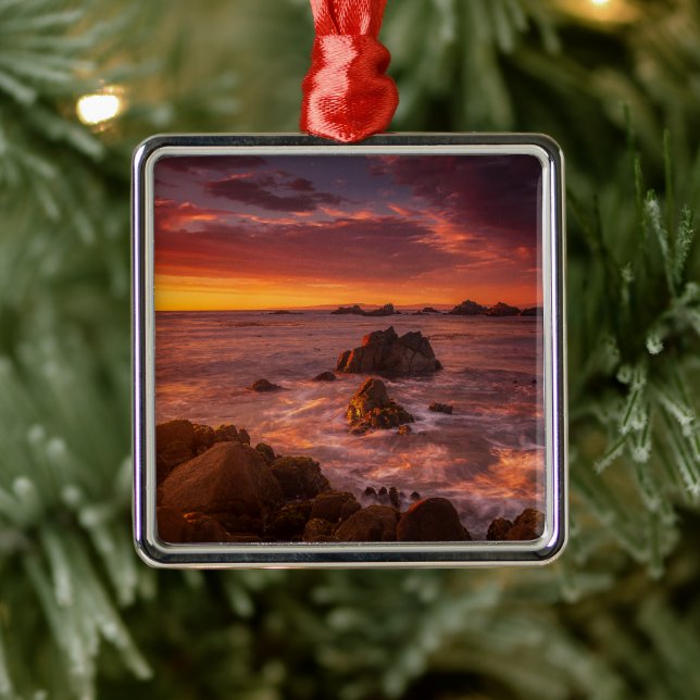 Coastline | Sunset Pacific Grove Carmel California Metal Ornament (Tree)