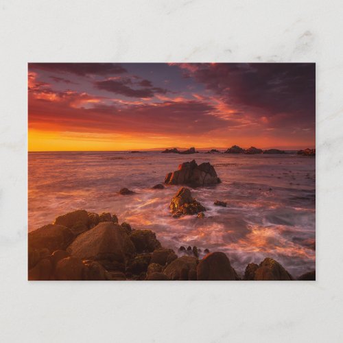 Coastline  Sunset Pacific Grove Carmel California Postcard