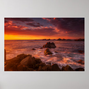 Coastline Sunset Pacific Grove Carmel California Poster