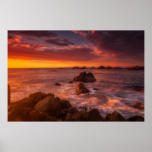 Coastline  Sunset Pacific Grove Carmel California Poster