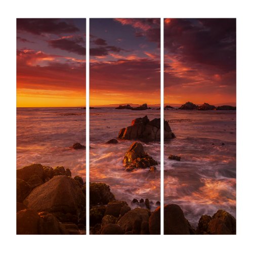 Coastline  Sunset Pacific Grove Carmel California Triptych