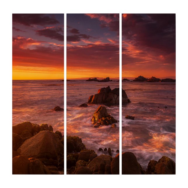 Coastline | Sunset Pacific Grove Carmel California Triptych (Front)