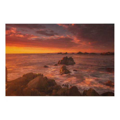 Coastline  Sunset Pacific Grove Carmel California Wood Wall Art