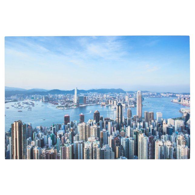 Coastline | Tsim Sha Tsu, Hong Kong Island, Asia Metal Print (Front)