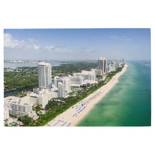 Coastline  Urban Beach Miami Florida Metal Print