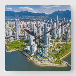 Coastline Vancouver, British Columbia, Canada Square Wall Clock