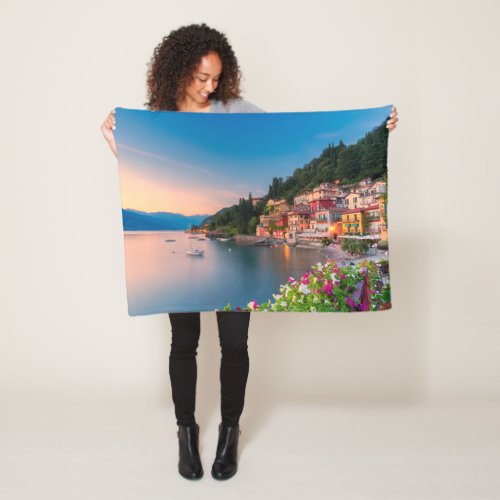 Coastline  Varenna Lombardy Italy Fleece Blanket