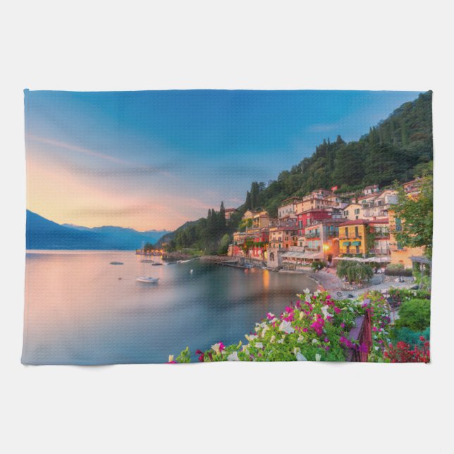 Coastline | Varenna, Lombardy, Italy Kitchen Towel (Horizontal)