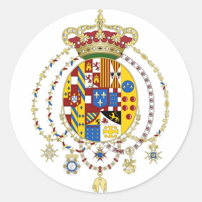 Coat  Arms Kingdom of Two Sicilies Official Italy Classic Round Sticker (Front)