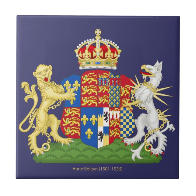 Coat of Arms Anne Boleyn Ceramic Tile (Front)
