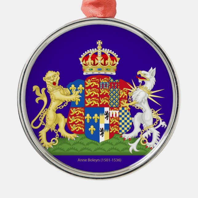 Coat of Arms Anne Boleyn Metal Ornament (Front)