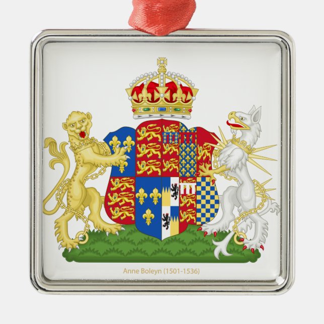 Coat of Arms Anne Boleyn Metal Ornament (Front)