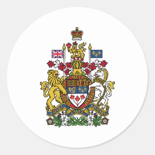 Coat of arms Canada Official Heraldry Symbol Logo Classic Round Sticker