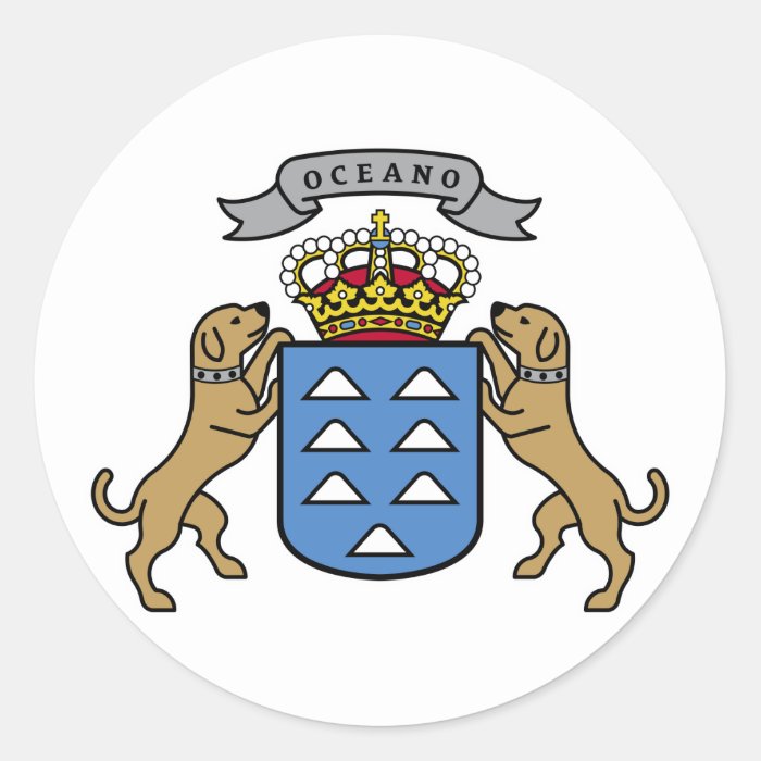 Coat of Arms Canary Islands Official Symbol Spain Round Sticker