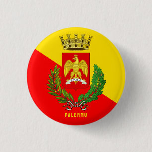 Coat of arms/ flag of Palermo (city), Sicily Button