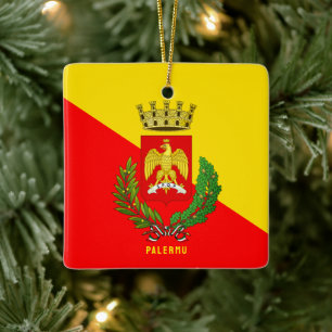 Coat of arms/ flag of Palermo (city), Sicily Ceramic Ornament