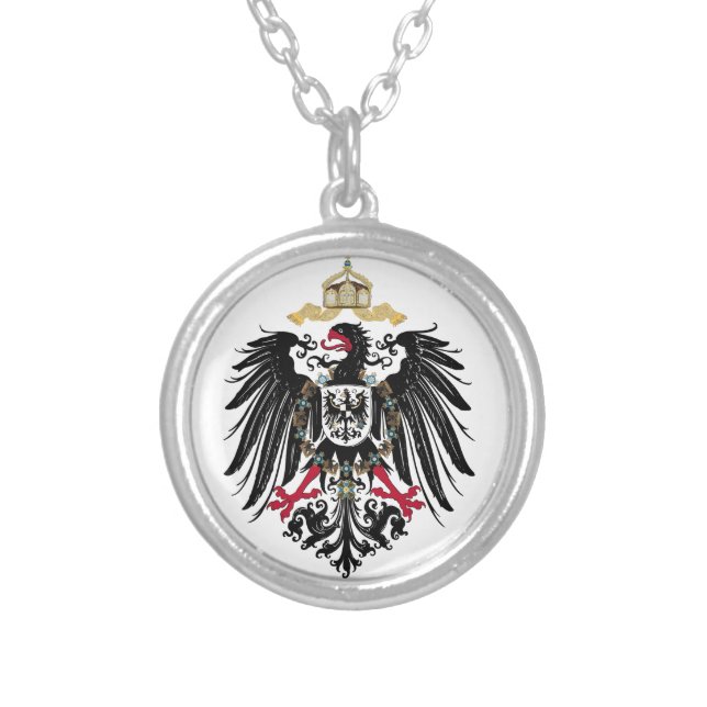 Coat of Arms German Reich 1889 Reichsadler Silver Plated Necklace (Front)