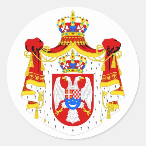 Coat of arms Kingdom of Yugoslavia Official Symbol Classic Round Sticker