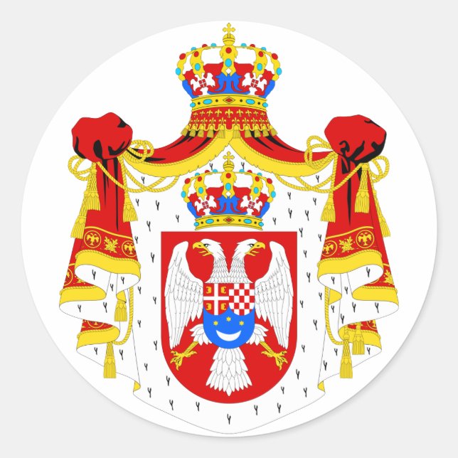 Coat of arms Kingdom of Yugoslavia Official Symbol Classic Round Sticker (Front)