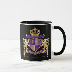 Coat of Arms Monogram Emblem Golden Lion Shield Mug