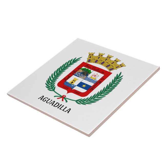 Coat of Arms of Aguadilla, Puerto Rico Ceramic Tile (Side)