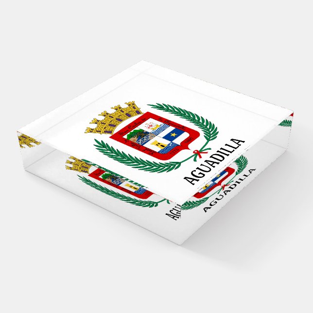 Coat of Arms of Aguadilla, Puerto Rico Paperweight (Angled)