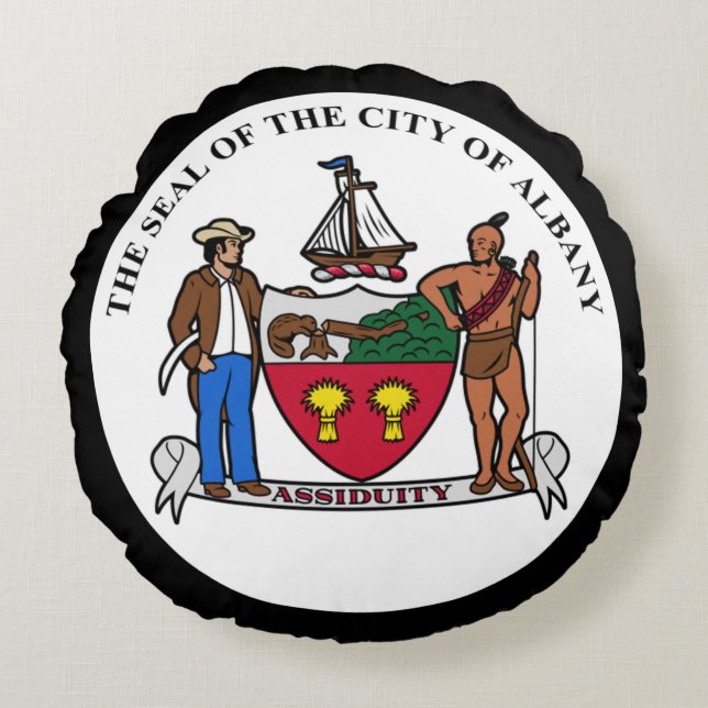 Coat of arms of Albany, New York Round Pillow (Front)