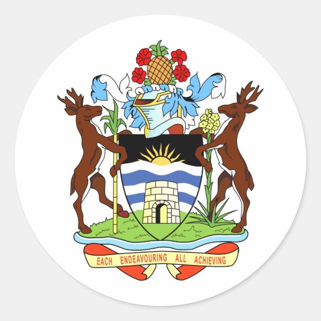 Coat of Arms of Antigua and Barbuda Classic Round Sticker (Front)