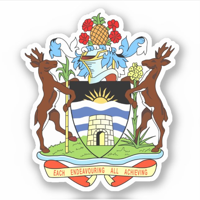 Coat of Arms of Antigua and Barbuda Sticker (Front)