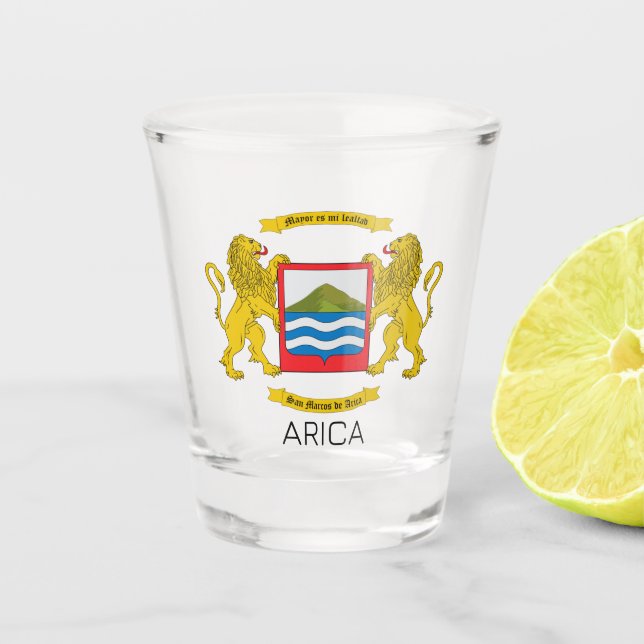 Coat of Arms of Arica, Chile Shot Glass (Front)