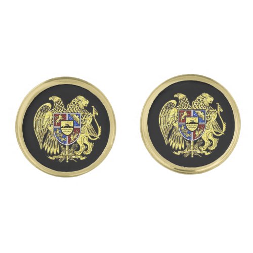 Coat of arms of Armenia Gold Cufflinks