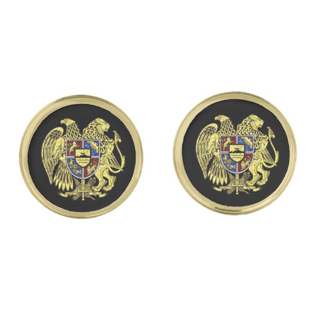 Coat of arms of Armenia Gold Cufflinks (Front)